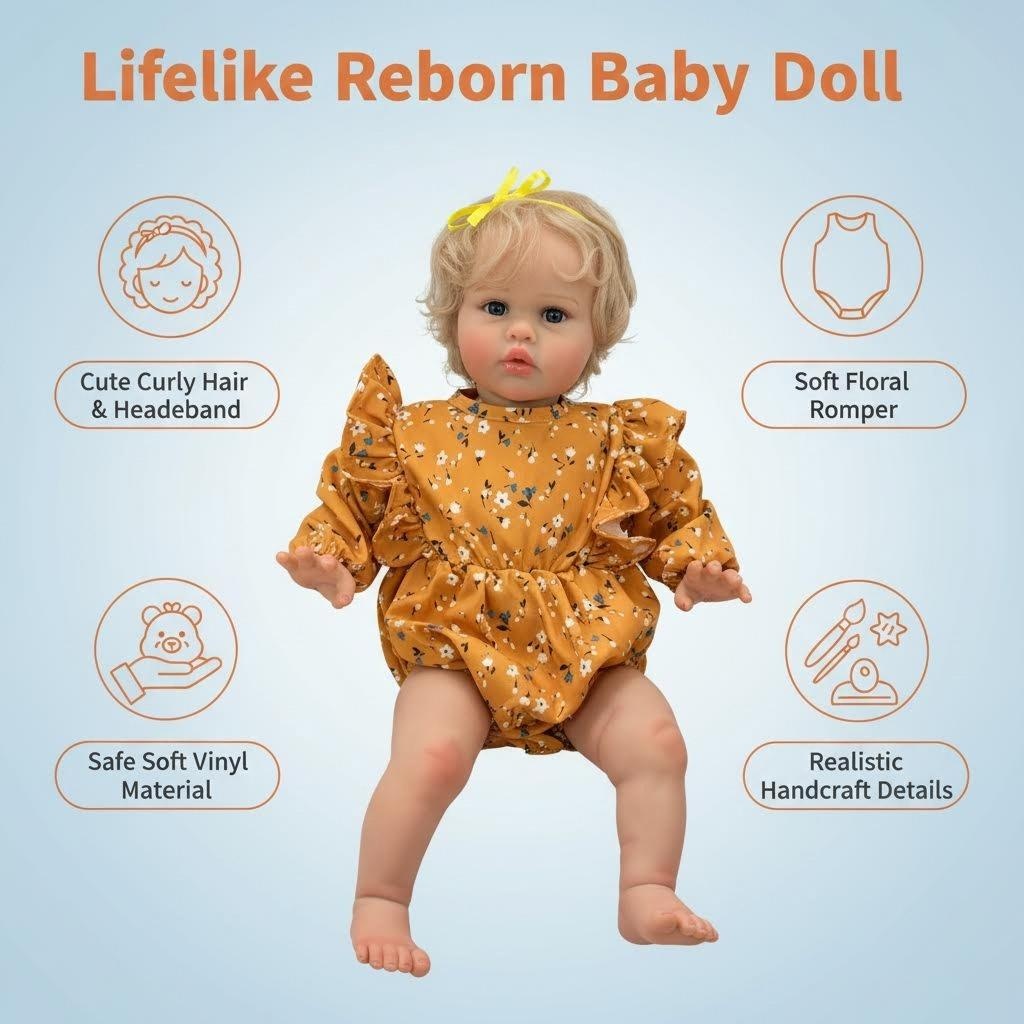 Baby Products For Skin - 60cmのリボーンドール、エリー。リアルな女の子の幼児人形、ソフトタッチで手描きの3Dスキン、血管も見えるコレクターズアイテムのアートドール。