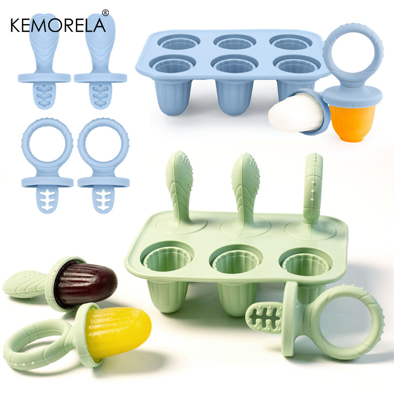 Baby Products Cream - 6つの空洞がある新しいベビー用歯固めアイスクリームスティック型、ミルクの冷凍、自家製アイスキャンディー、夏のキッチンDIYアイスクリーム型に最適