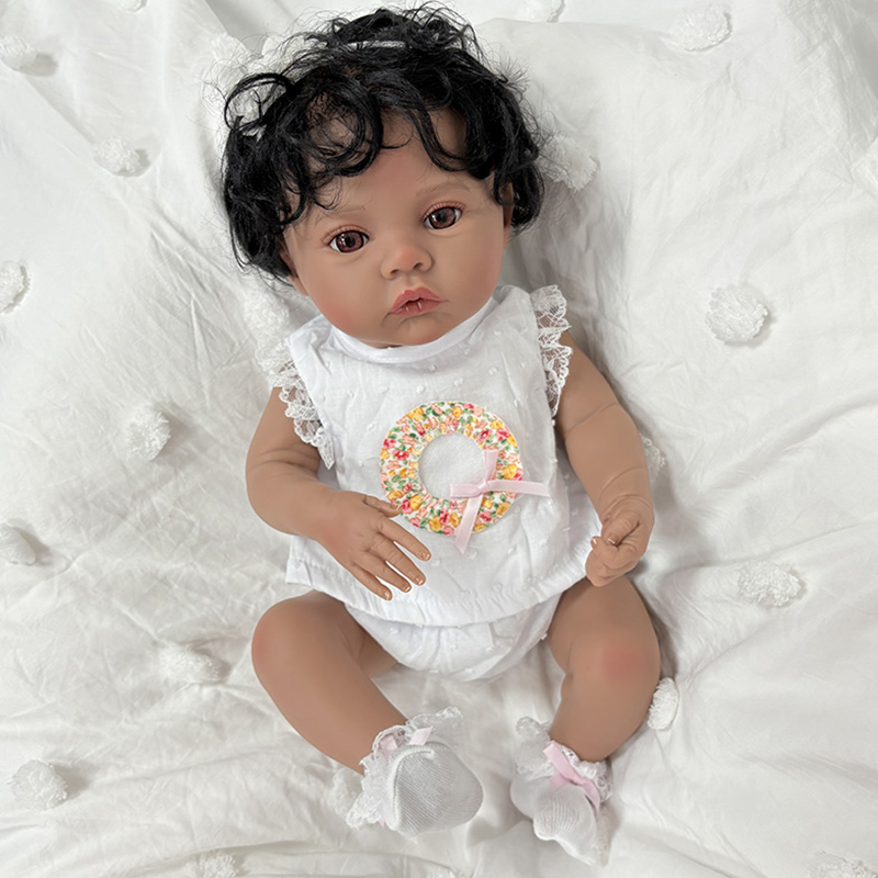 Baby Products For Skin - 19インチのメドウダークスキンフルビニールボディリボーンドール、多層ペイント3Dスキン、手植えカーリーヘアアートドール
