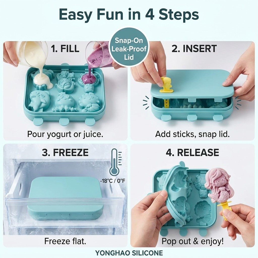 6 キャビティマーメイド海の生き物シリコンモールド蓋付きベビ - Baby Products Cream のレビューと価格